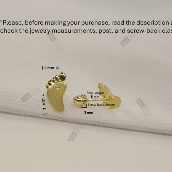 14K Solid Gold Baby Feet Earring • Symbol of Love & Motherhood. - Picture 8 of 8